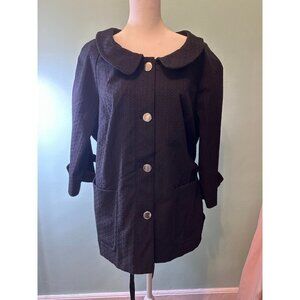 NWT Lane Bryant Plus Size 26 (4X) Black Textured Lined Jacket Blazer w Tie Waist